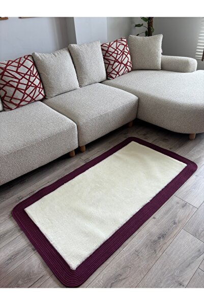 MaVaux Puffy Yumuşak Dokulu Dekoratif Kilim Hasır Kenarlı Modern Salon, Antre...