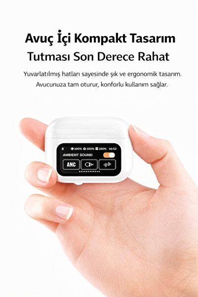 electroawm Dokunmatik Ekranlı Kablosuz Bluetooth Kulaklık LED Ekranlı HiFi Ses Kalitesi Kılıf Hediyeli