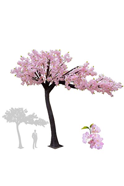 Roberto Rossi Copac artificial H330cm Cires cu flori roz inchis, coroana L320cm
