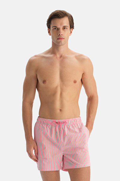 Dagi Λευκό-κόκκινο ριγέ κοντό σορτς