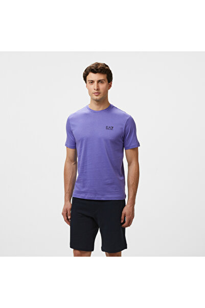 EA7 Erkek Mavi Bisiklet Yaka T-Shirt