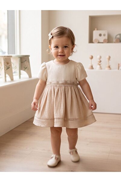 Cherrys Bebek Bohemian Baby Dress with Ethnic Embroidery Detail