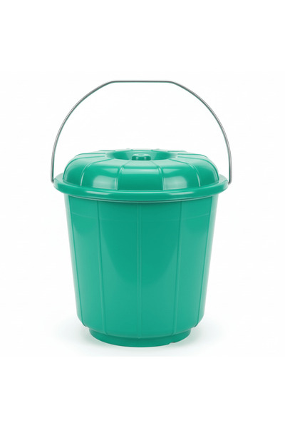 Zain Plastic Bucket with Lid – 3 L – Green – Large Capacity Heavy Duty Bucket...