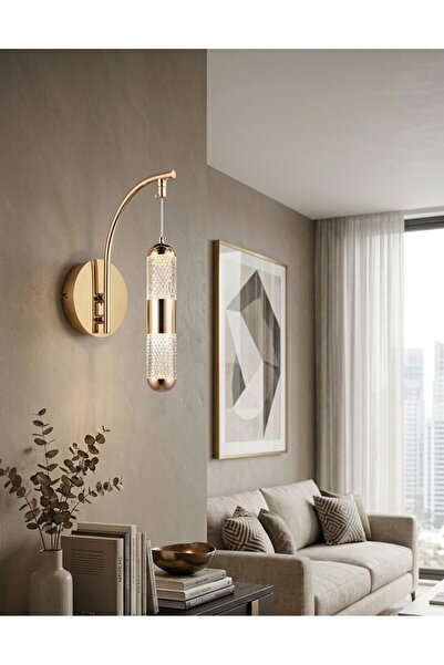bella lighting Modern Gold Ithal Kaplama Kristal Opalin Duvar Apliği Lüks Sal...