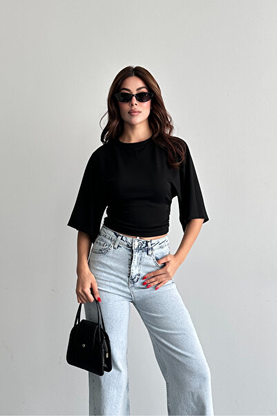 macharel jeans Μπλούζα από βισκόζη με φαρδιά μανίκια που ταιριάζει στη μέση