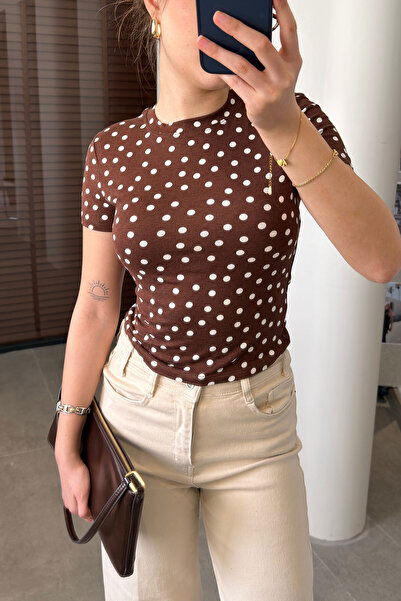 MAGARDE Πουά Μπλουζάκι Premium με λαιμόκοψη ποδηλάτου - ΚΑΦΕ