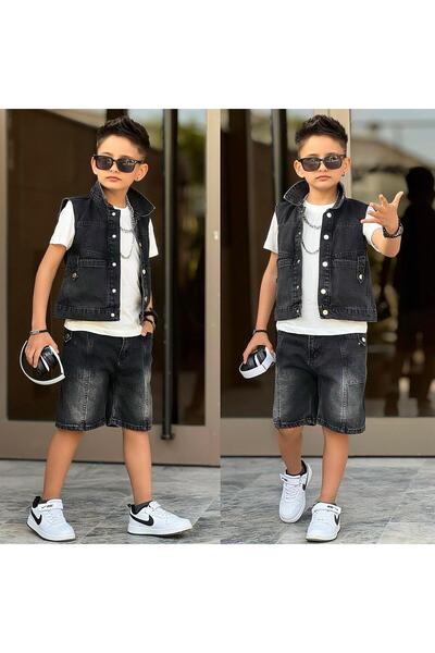 Bambam Σετ τζιν 3 τεμαχίων για αγόρια – Σορτς, μπλουζάκι και τζιν γιλέκο, κομ...