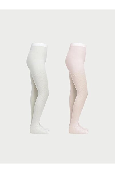 LC Waikiki Κοριτσίστικο λεπτό καλσόν με σχέδιο μπακλαβά, σετ 2 τεμαχίων (S6)