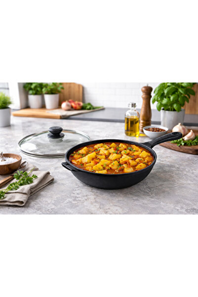 Cumpara-Istet Μαντεμένια βαθιά κατσαρόλα με γυάλινο καπάκι 24 εκ. (2,2 λίτρα)