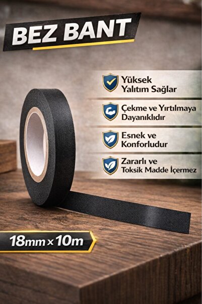 optana Bez Bant 18mm x 10m Siyah (1 Adet) – Yüksek Dayanıklı Elektrik ve Kabl...