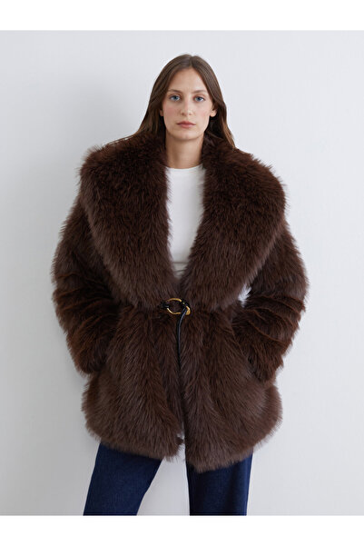 LC Waikiki Shawl Collar Oversize Women's Faux Fur Overcoat