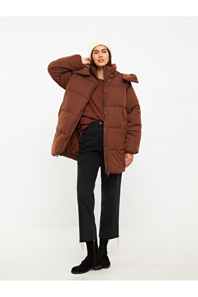 LC Waikiki Women's Hooded Plain Puffer Coat