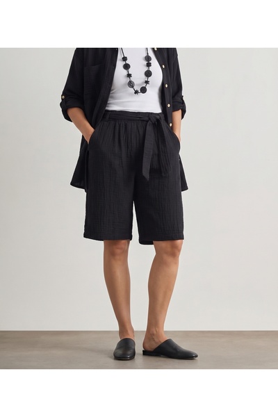 DenizEge Μουσελίνα σορτς μαύρο