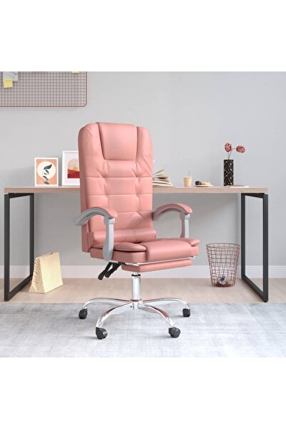 vidaxl Πολυθρόνα Γραφείου Μασάζ Ανακλινόμενη Ροζ Δέρμα