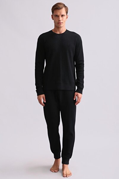 Mısırlı Egyptian Men's Cotton Long Sleeve Pajama Set Black