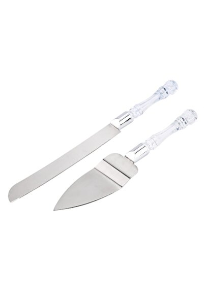 OEM Set of 2 Pieces Spatula and Cake Knife, Stainless Steel, Silver