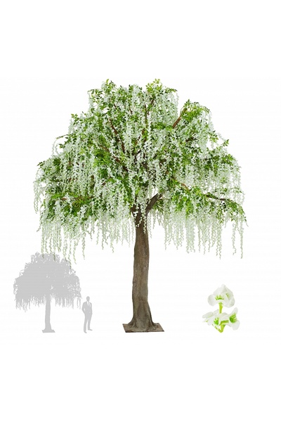 Roberto Rossi Copac artificial H400cm Wiesteria cu flori albe, coroana D280-3...