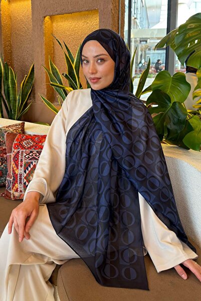lamelif Ring Pattern Fresh Shawl Navy Blue