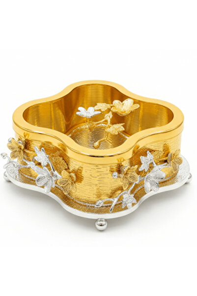 AKDC Elegant Gold & Silver Metal Candy Box with Glass Lid – Decorative Sweet ...