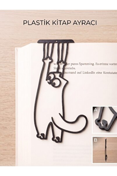 tekmation Sevimli Kedi Kitap Ayracı – Dekoratif Kitap Tutucu Plastik 10 cm