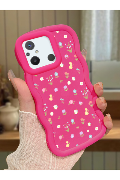 Redmi 12c Compatible fuchsia Silicone Case Camera Shock Absorbing Design Stylish Printing