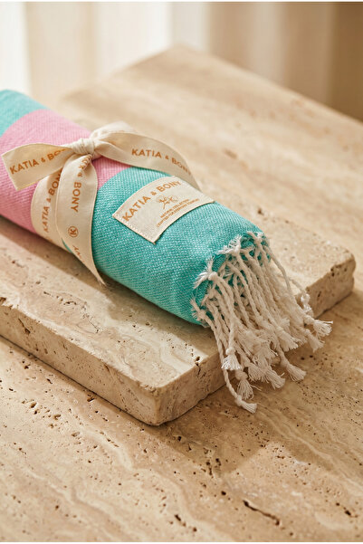 Katia&Bony Χοντρό ριγέ βαμβακερό πεστεμάλ μπλε