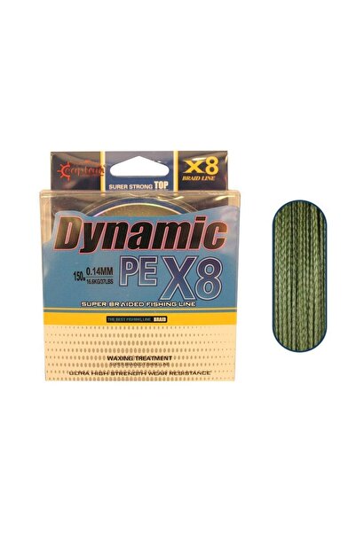 CAPTAIN Dynamic Soft PE 8 Örgü Spin İp Misina 150mt Yeşil Standart - 0.06 MM