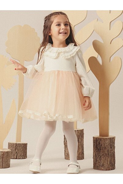 Cherrys Bebek Special Occasion Themed Dress with Lace Knitwear and Fluffy Tul...