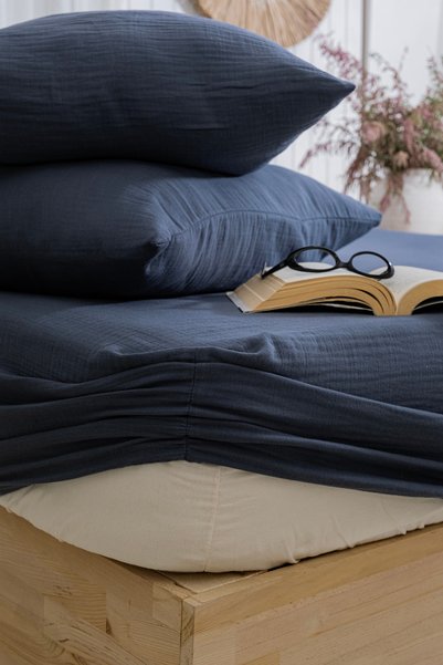Cyc Atelier 100% Cotton 2 Layer Muslin Elastic Sheet Set Natural Woven /Single - Double - King Size