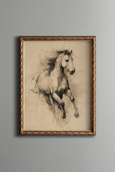 epiqart رسم حصان جارججج بسرعة - إطار بنمط عتيق - نموذج نحيف