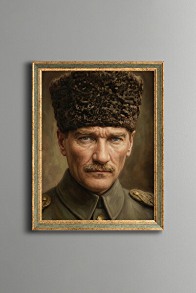 epiqart Atatürk Portresi - Vintage Desenli Çerçeve - İnce Model