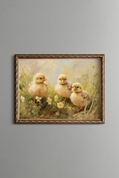 epiqart Chicks and Wildflowers - Vintage Patterned Frame - Slim Model