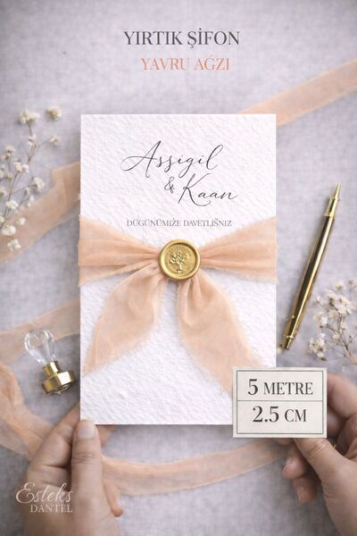 Esteks Dantel ve Tekstil Aksesuarları Κορδέλα από σιφόν premium με σχισμές 2,...