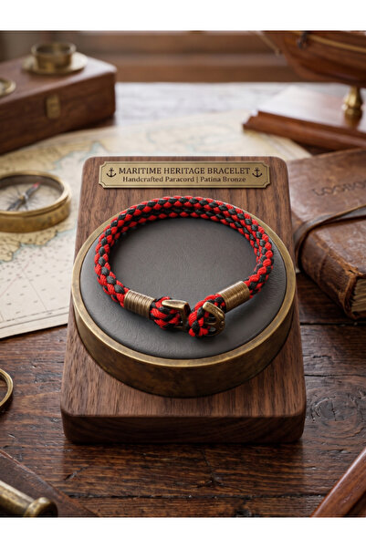 DEERDERİ Anchored Leather Hand Knitted Men's Bracelet Father's Day Gift