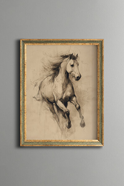 epiqart رسم حصان جارججج بسرعة - إطار بنمط عتيق - نموذج نحيف