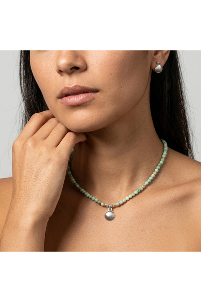 Ezera Κομψό γυναικείο κολιέ Marina από περουβιανό τυρκουάζ, με μενταγιόν κοχύ...