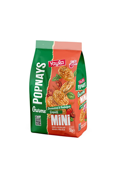Yayla Popnays Gurme Domates ve Fesleğen Aromalı Mini Mısır ve Pirinç Patlağı 50 g x3