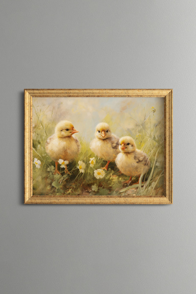 epiqart Chicks and Wildflowers - Vintage Patterned Frame - Slim Model