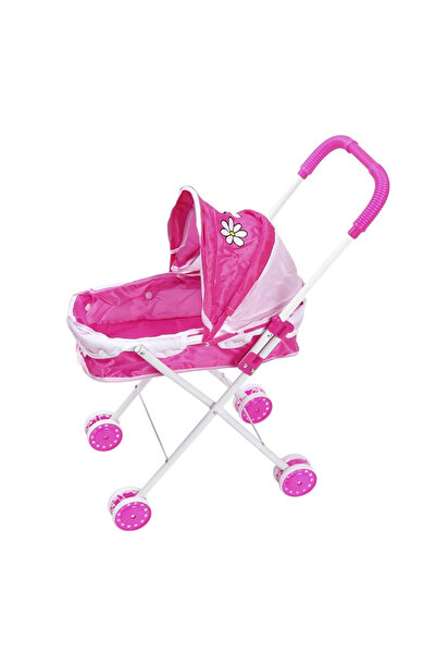 OEM Καρότσι κούκλας, GHEMOTOC ® αναδιπλούμενο, λευκό μεταλλικό σκελετό, ροζ