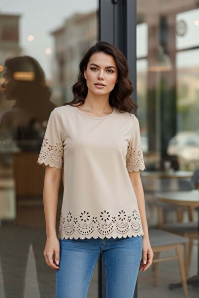 Mossta Εισαγόμενη μπλούζα από κρεπ με σχέδια στα μανίκια και το τελείωμα της ...