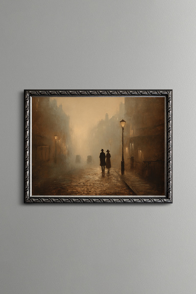 epiqart Romantic Street Walk - Vintage Patterned Frame - Slim Model