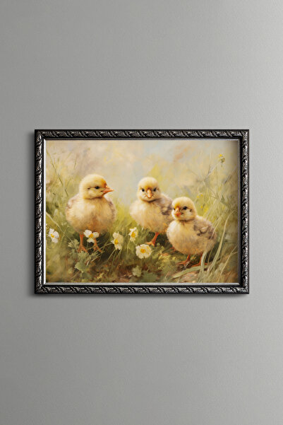 epiqart Chicks and Wildflowers - Vintage Patterned Frame - Slim Model