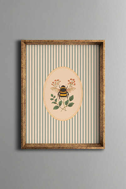 epiqart Bee and Flower Composition - Vintage Patterned Frame - Slim Model