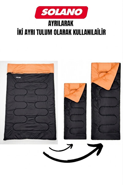 Solano -15°C Çift Kişilik Uyku Tulumu – Ayrılabilir Uyku Tulumu (Siyah-Turunc...