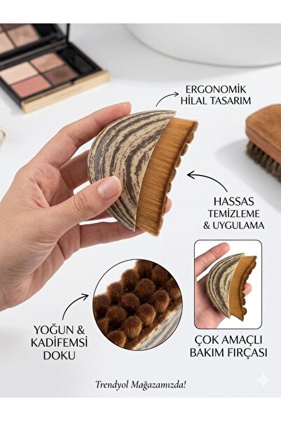 QesQin Kutulu Ahşap Görünümlü Lenf Drenaj Masaj Fırçası Yüz Boyun Çene Yumuşa...