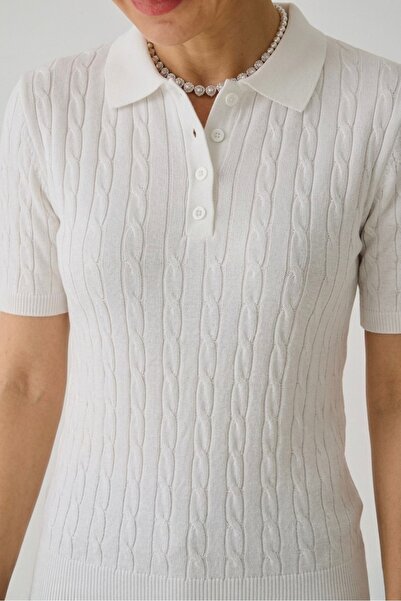 ModaYaren Γυναικείο μπλουζάκι πόλο με λεπτή εφαρμογή και κουμπιά MDY-55102