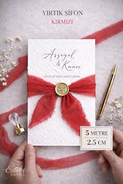 Esteks Dantel ve Tekstil Aksesuarları Κορδέλα από σιφόν premium με σχισμές 2,...