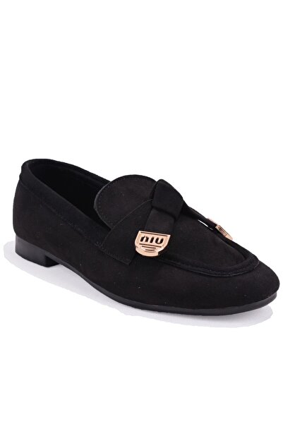 DAGOSTER Dza07-752074 Black Suede Daily Ballet Flats Women's Shoes
