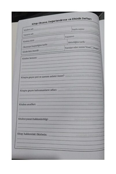 Glanart kitap okuma değerlendirme ve etkinlik defteri a4 boy 64 sayfa 1 adet