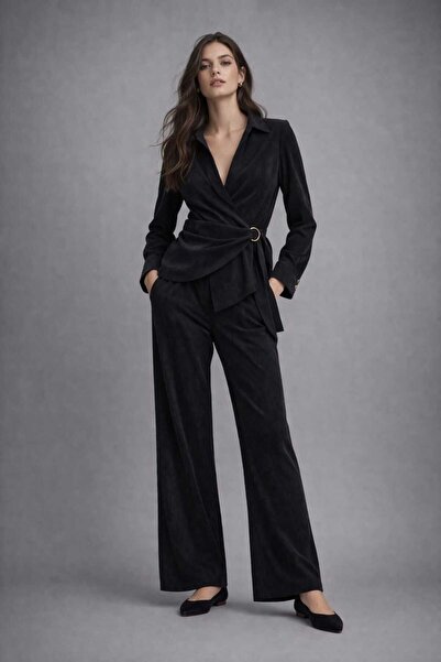 EGZOTİK ASORTİK Double-Breasted Blouse & Palazzo Pants Set
